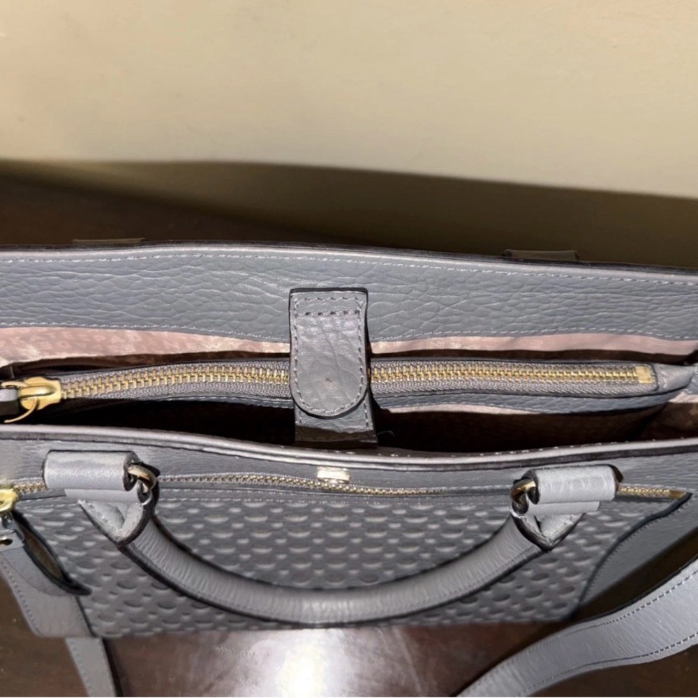 Kate Spade Charcoal Gray Romy Perri Lane Leather Perforated Satchel Crossbody - Picture 9 of 13